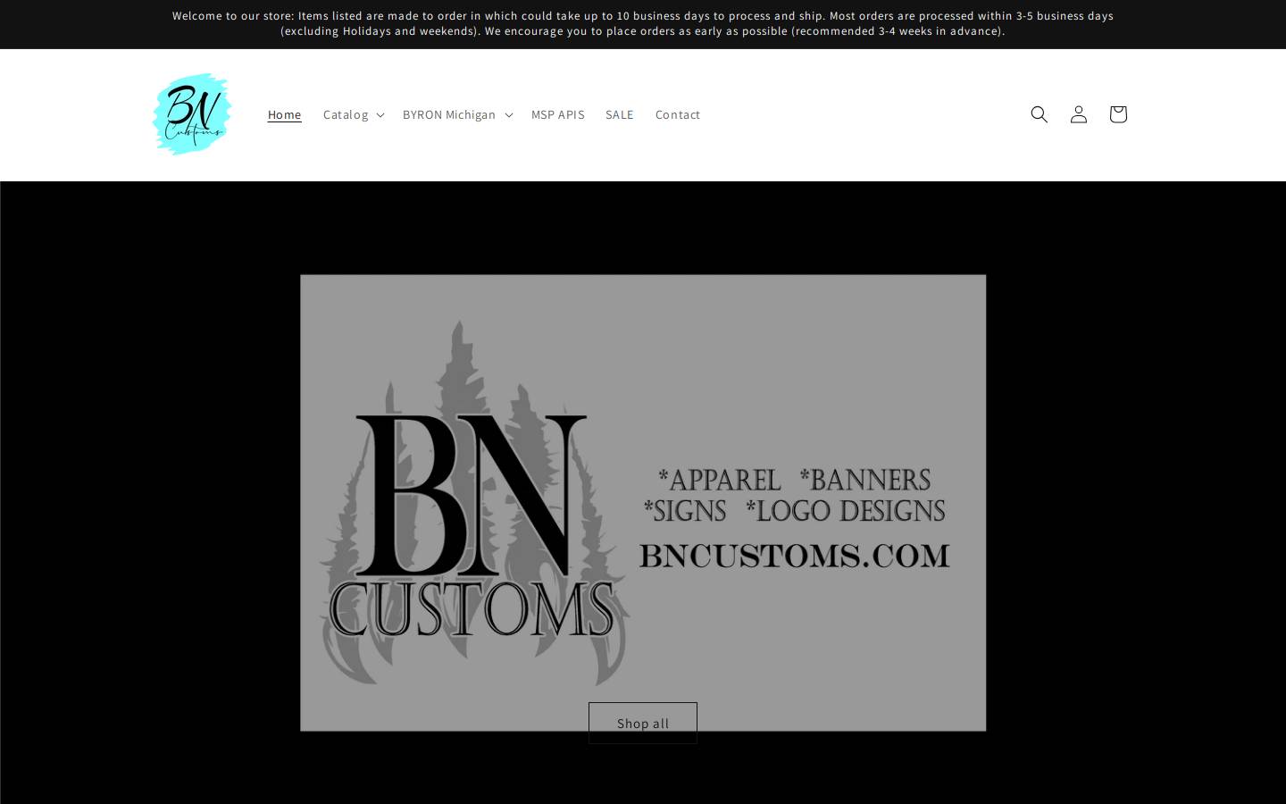 bncustoms.com homepage screenshot