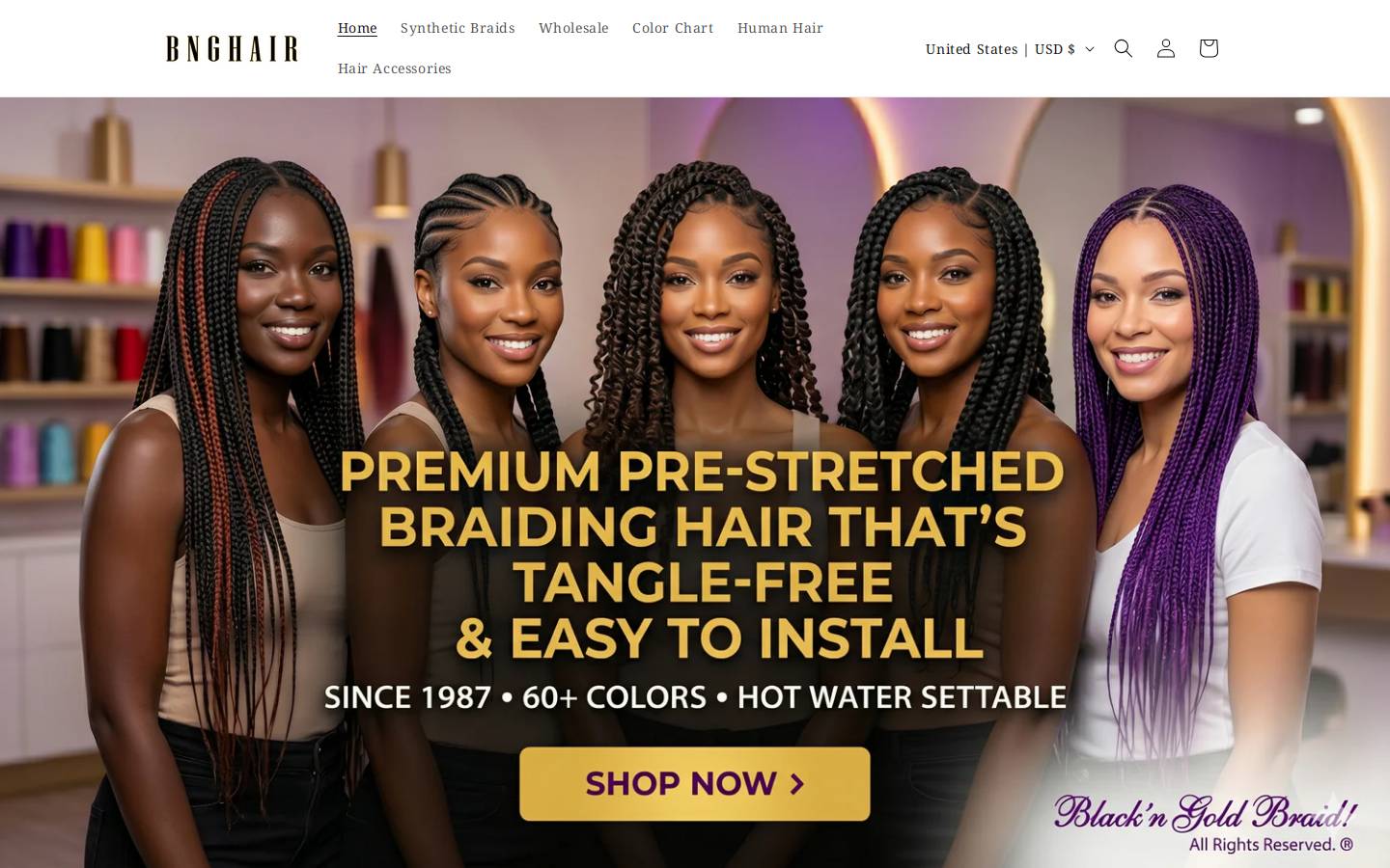 bnghair.com homepage screenshot