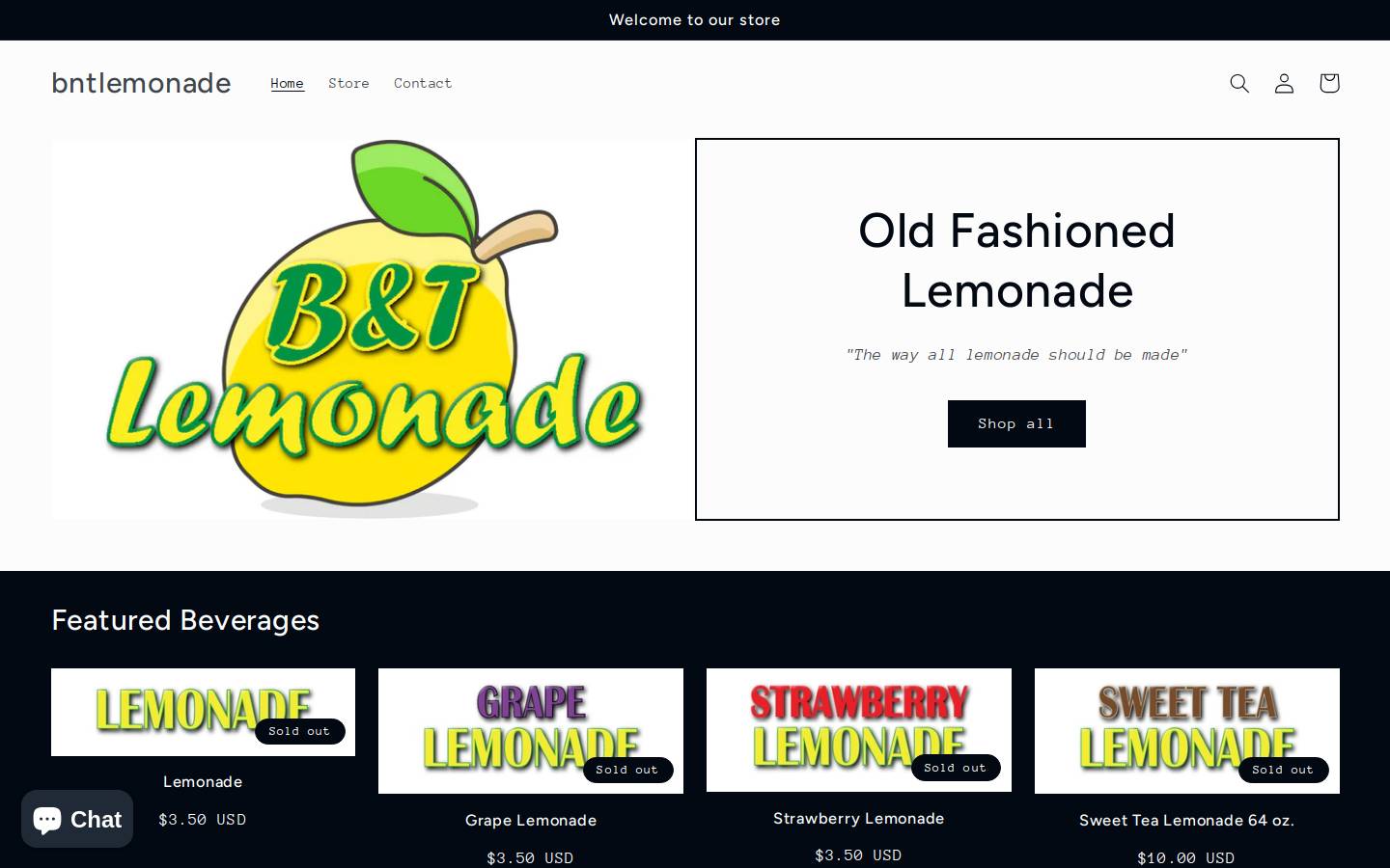 bntlemonade.com homepage screenshot