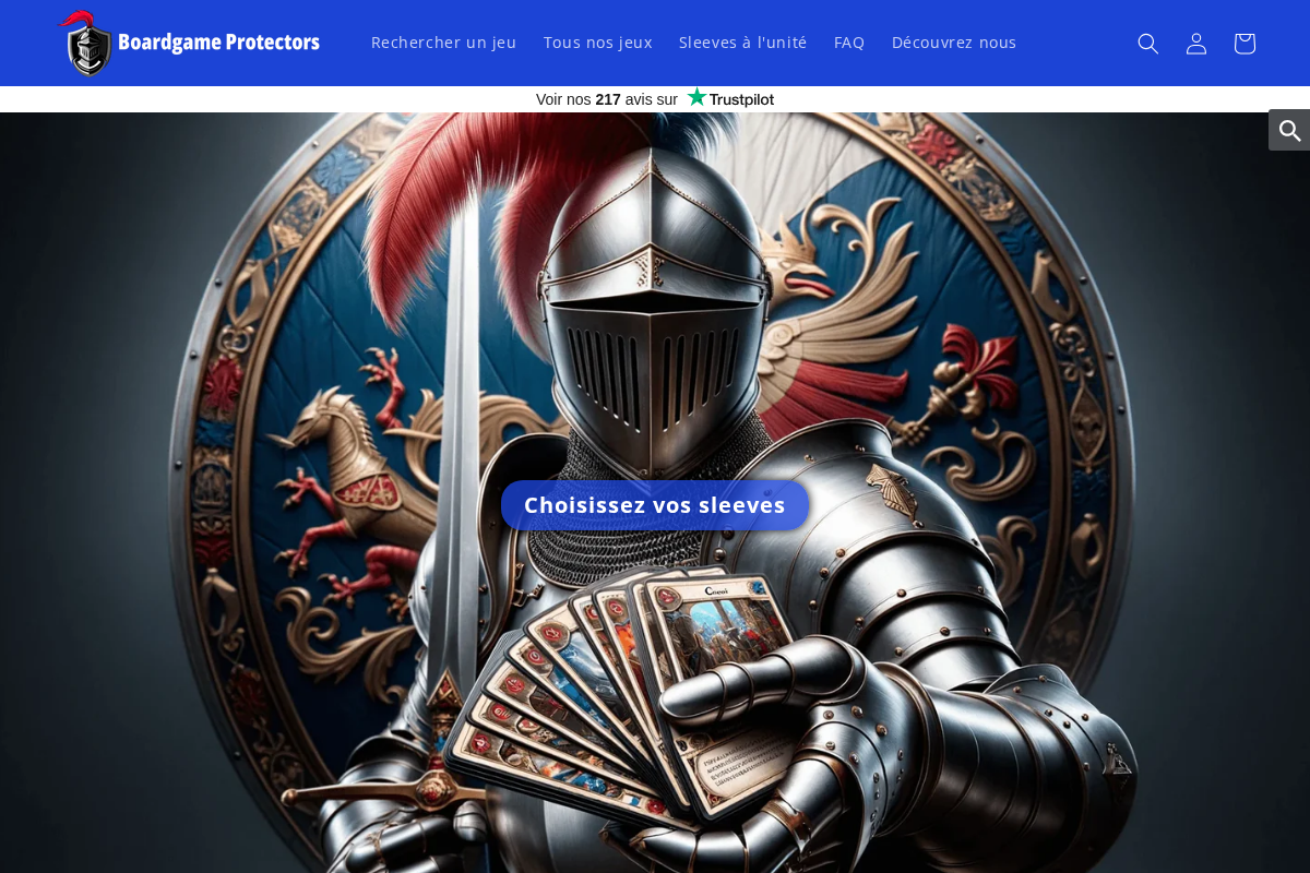 Boardgame Protectors homepage screenshot