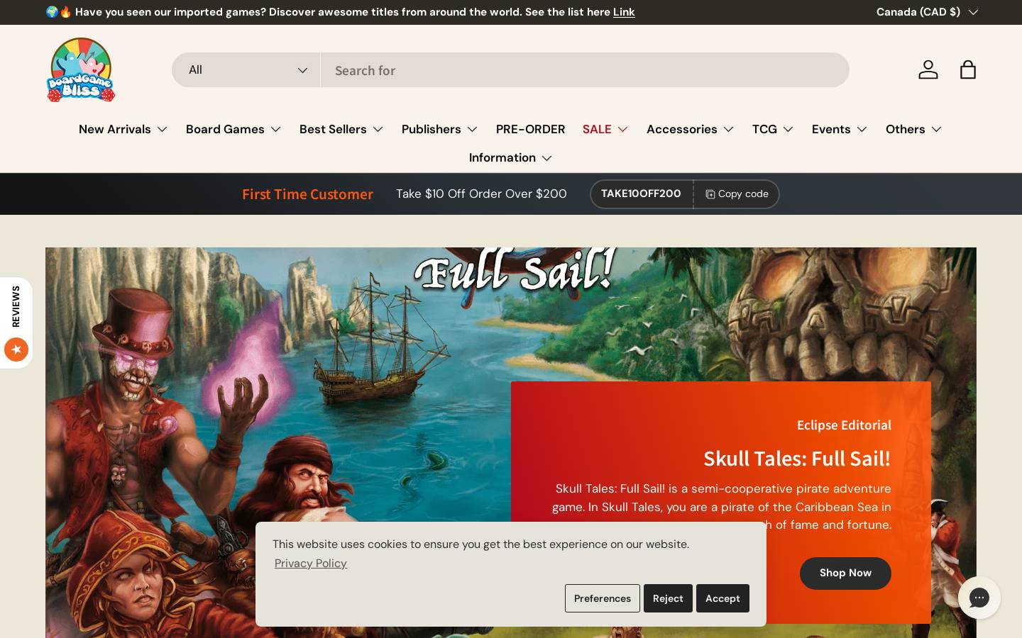 Board Game Bliss homepage screenshot