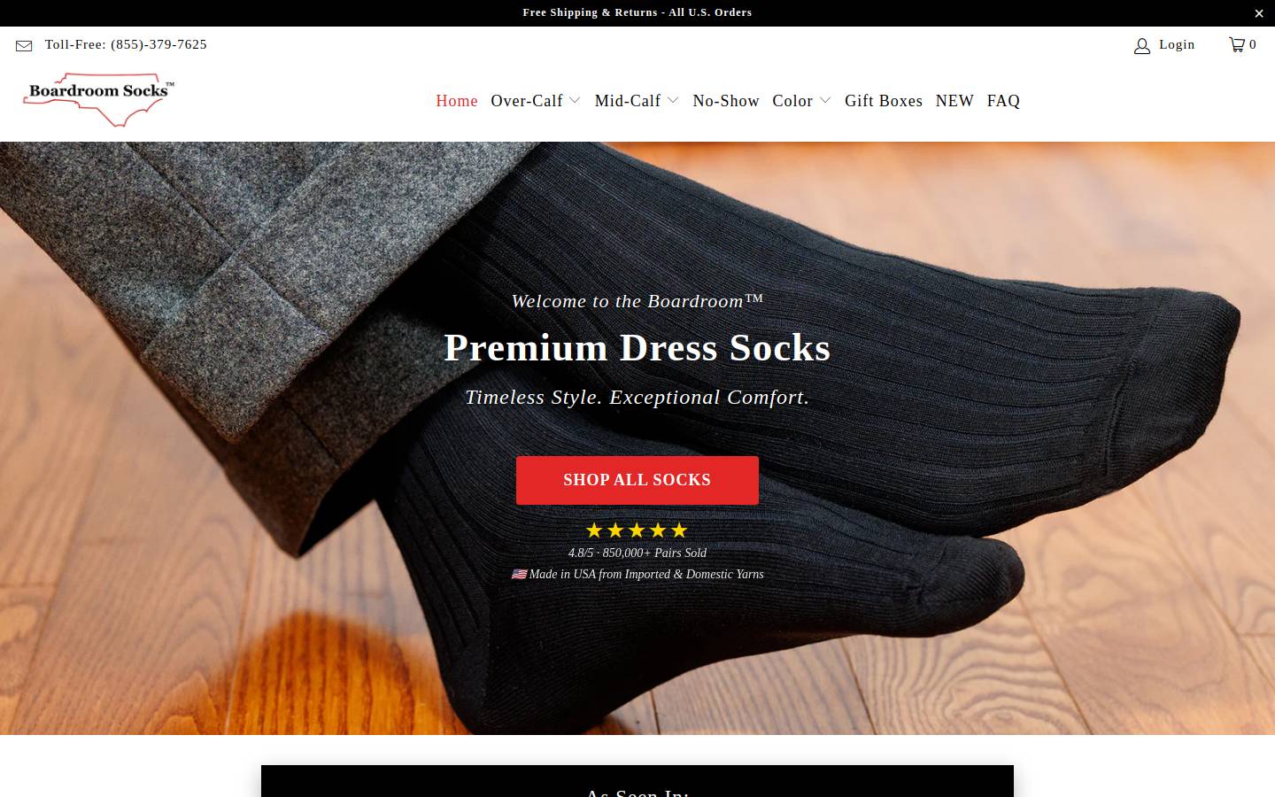 Boardroomsocks homepage screenshot