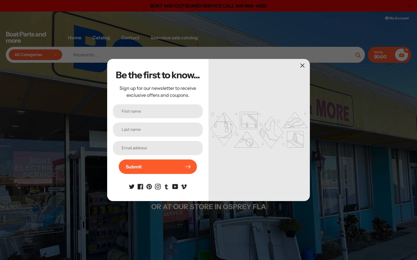 boatpartsandmore.com homepage screenshot