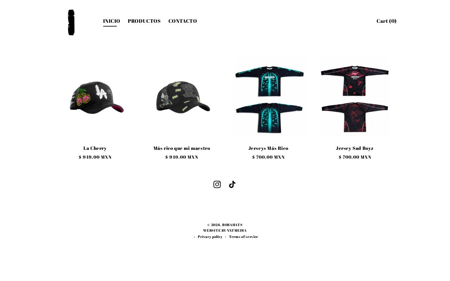 bobahats.com homepage screenshot