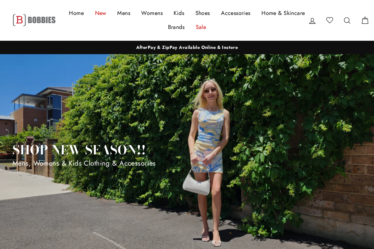 Bobbies Clothing homepage screenshot