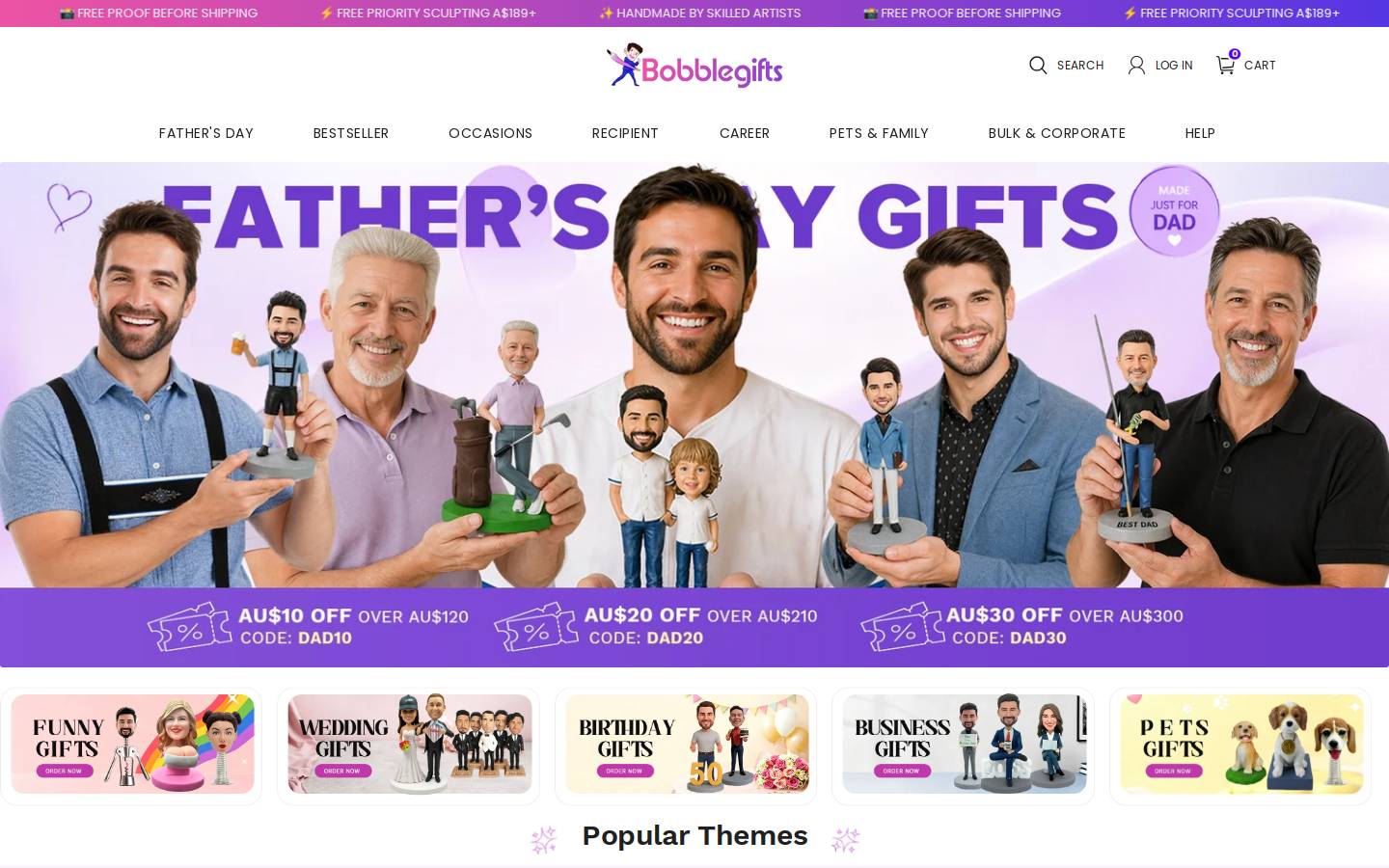 Bobblegifts homepage screenshot