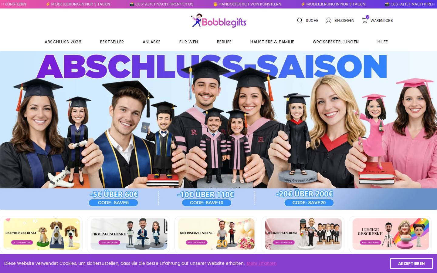 Bobblegifts homepage screenshot