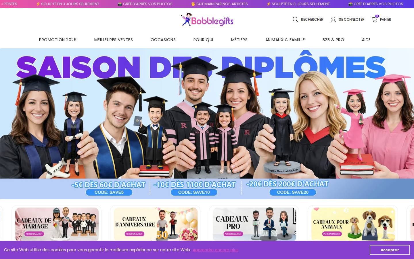 Bobblegifts homepage screenshot