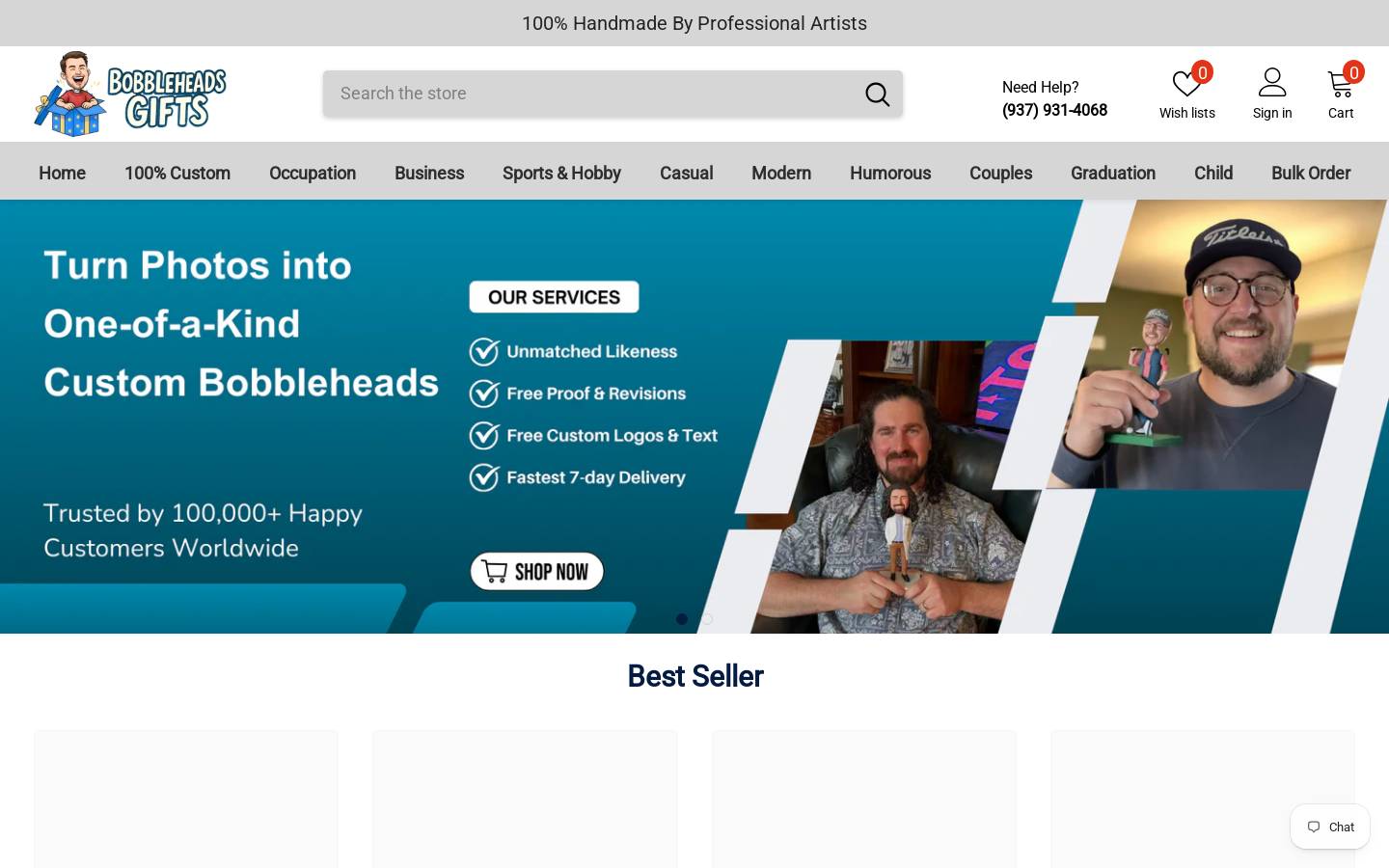 Bobbleheadsgifts homepage screenshot