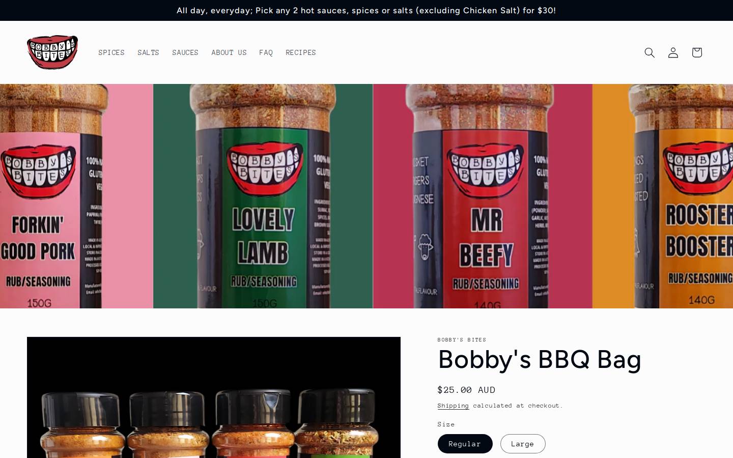 bobbysbites.com.au homepage screenshot