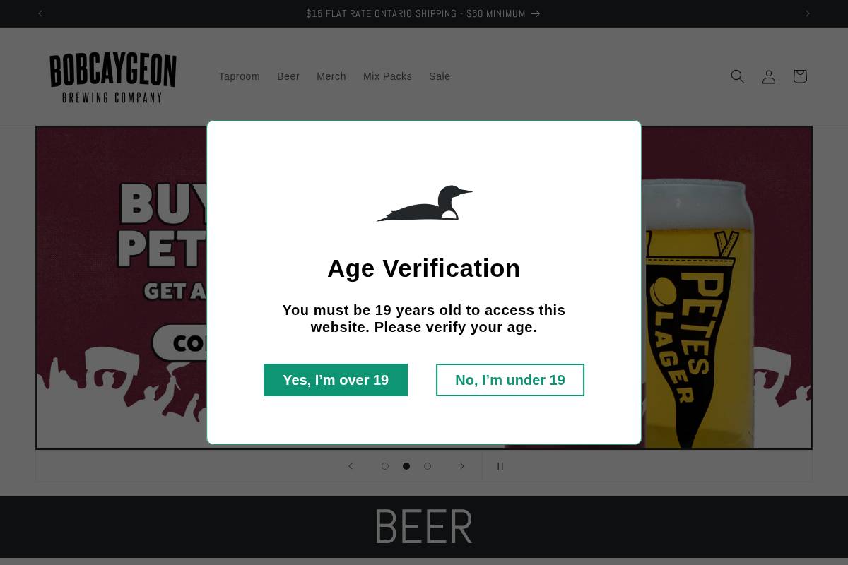 bobcaygeonbrewing.ca homepage screenshot