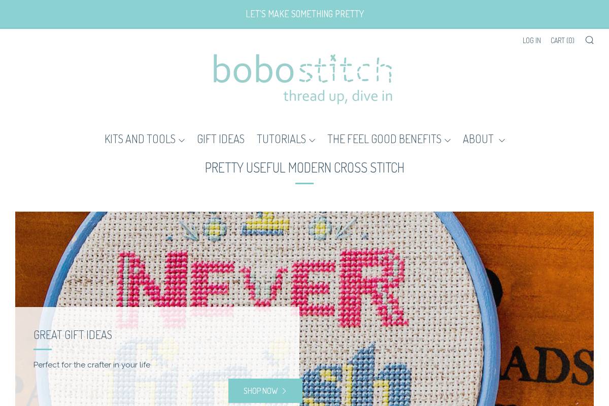 Bobo Stitch | Modern cross stitch kits homepage screenshot