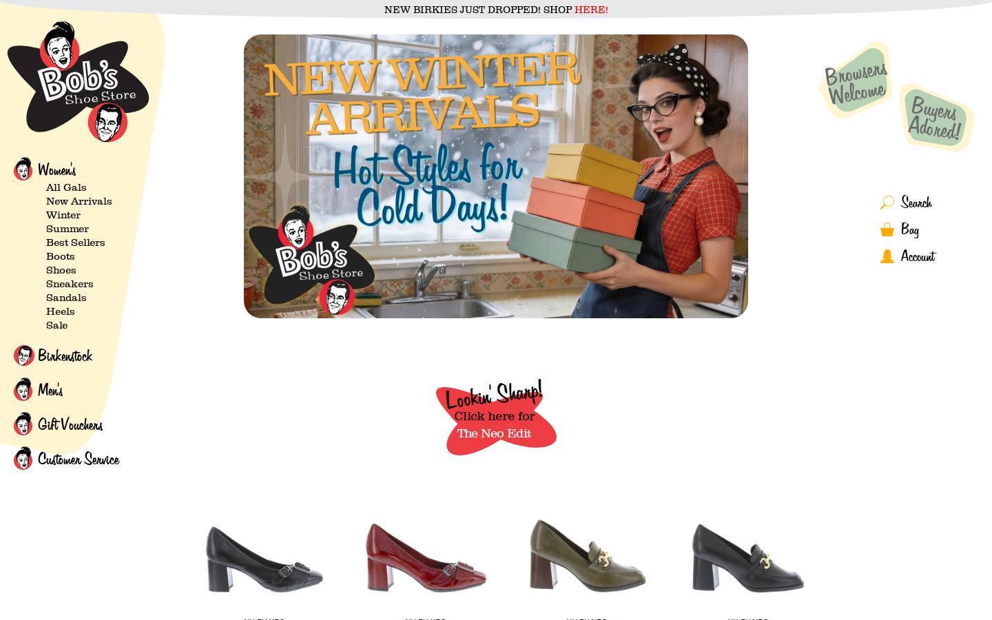 bobs.shoes homepage screenshot