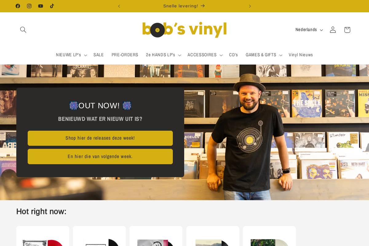 Bob's Vinyl homepage screenshot