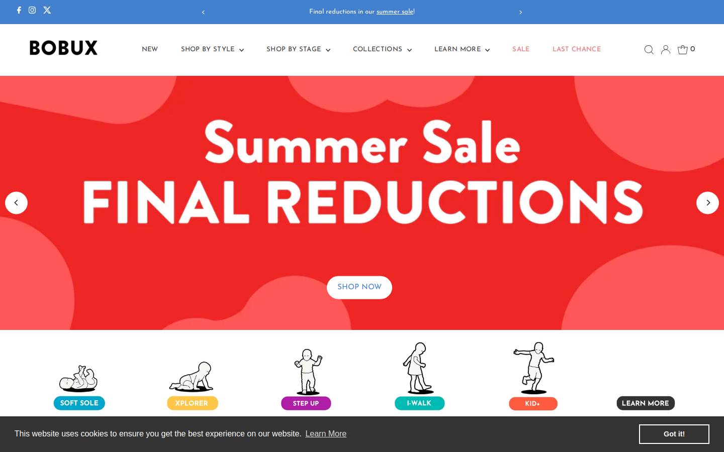 Bobux homepage screenshot