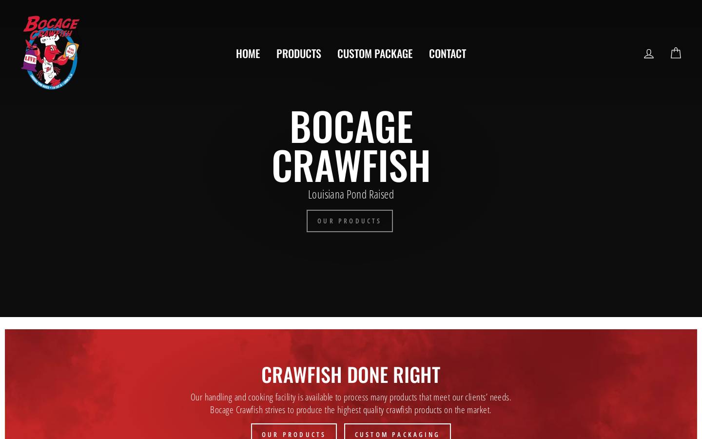 bocagecrawfish.com homepage screenshot