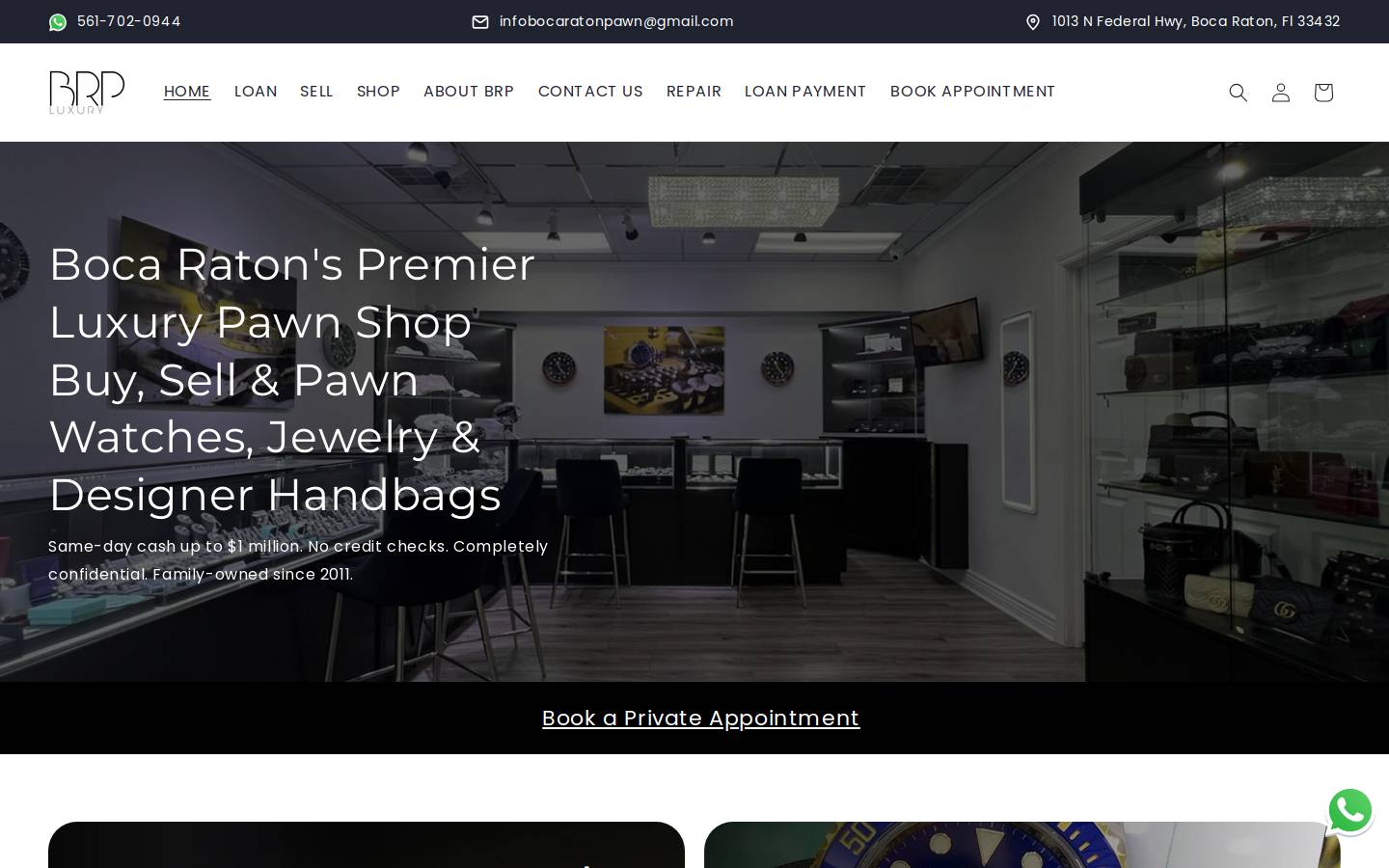 Boca Raton Pawn homepage screenshot