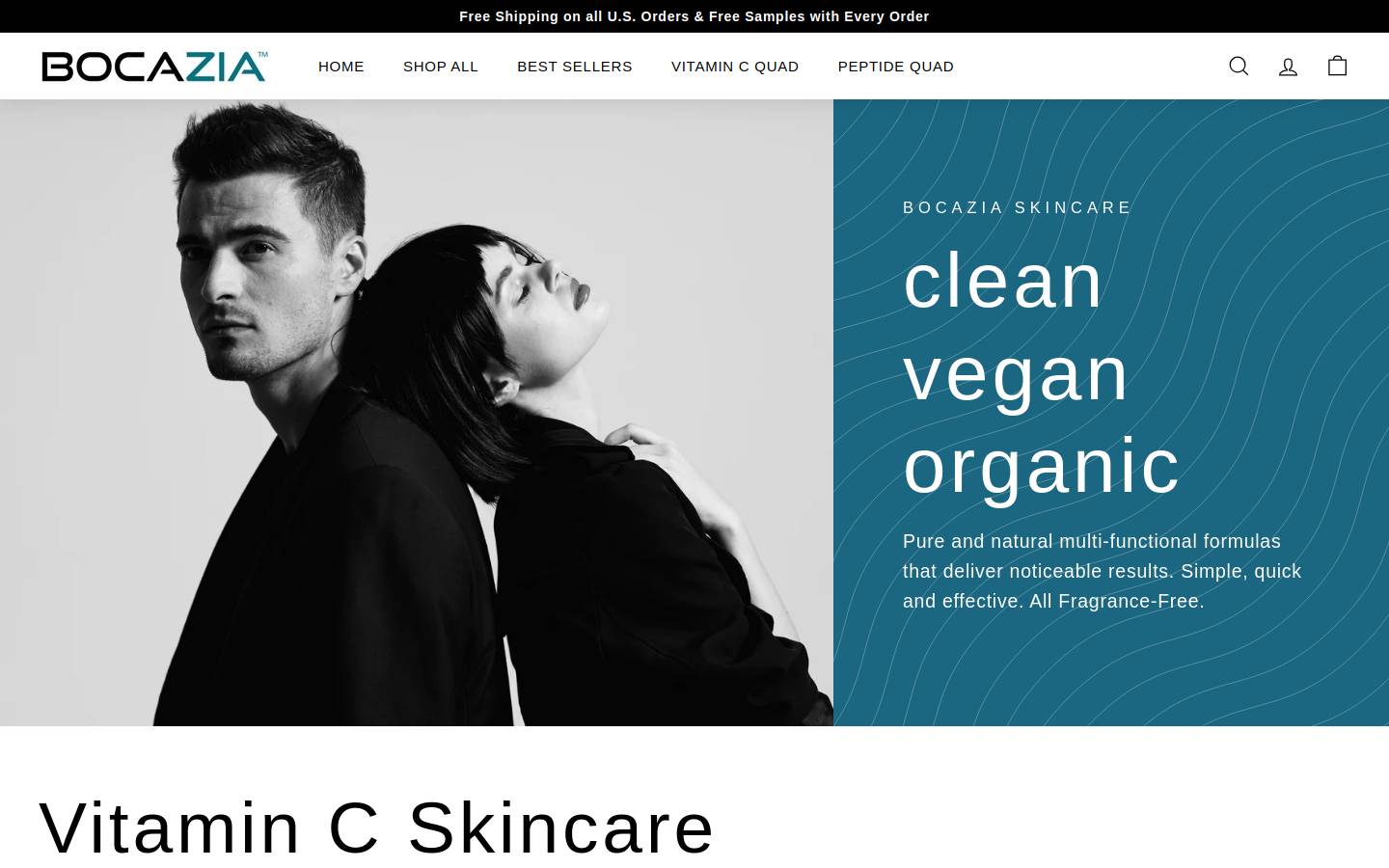 bocaziaskincare.com homepage screenshot