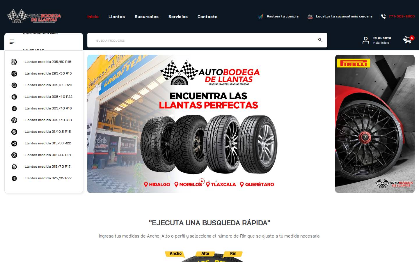 bodegadellantas.com homepage screenshot