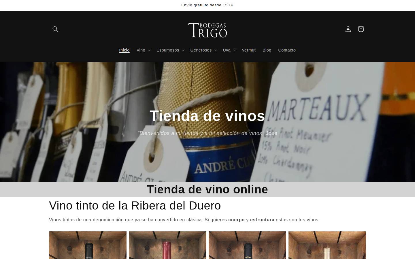 bodegastrigo.es homepage screenshot
