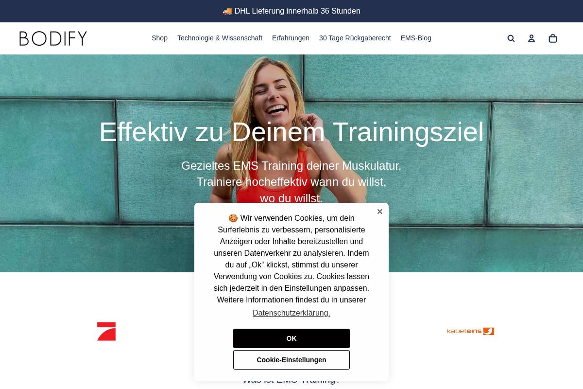 BODIFY® EMS homepage screenshot