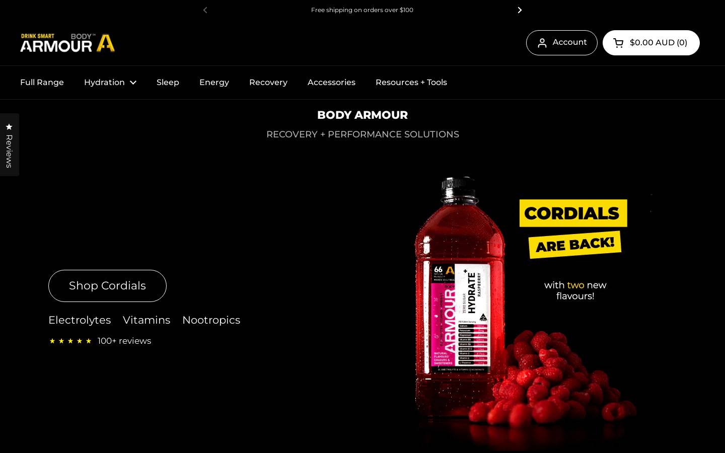 bodyarmour.com homepage screenshot
