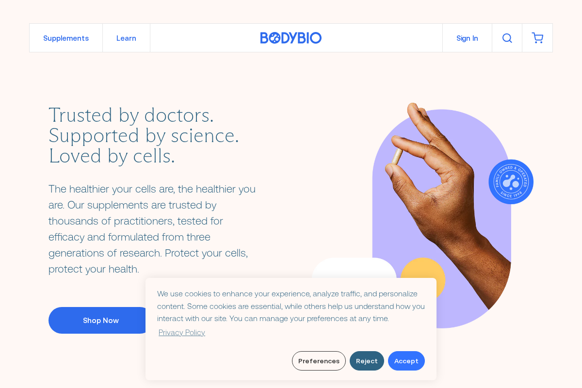 BodyBio UK homepage screenshot