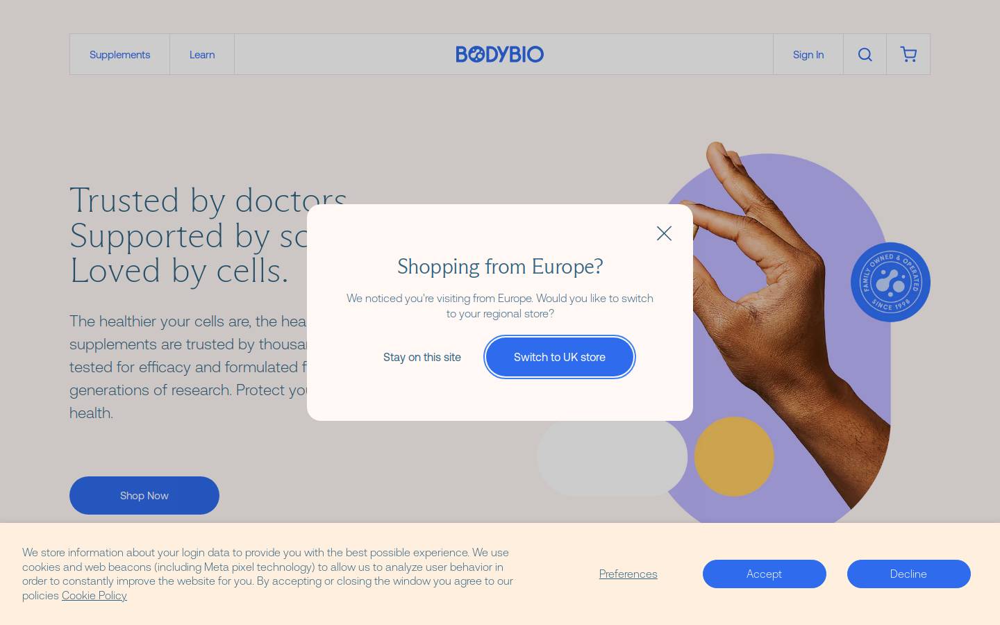 bodybio.com homepage screenshot