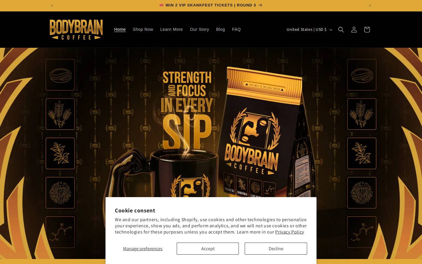 bodybraincoffee.com homepage screenshot