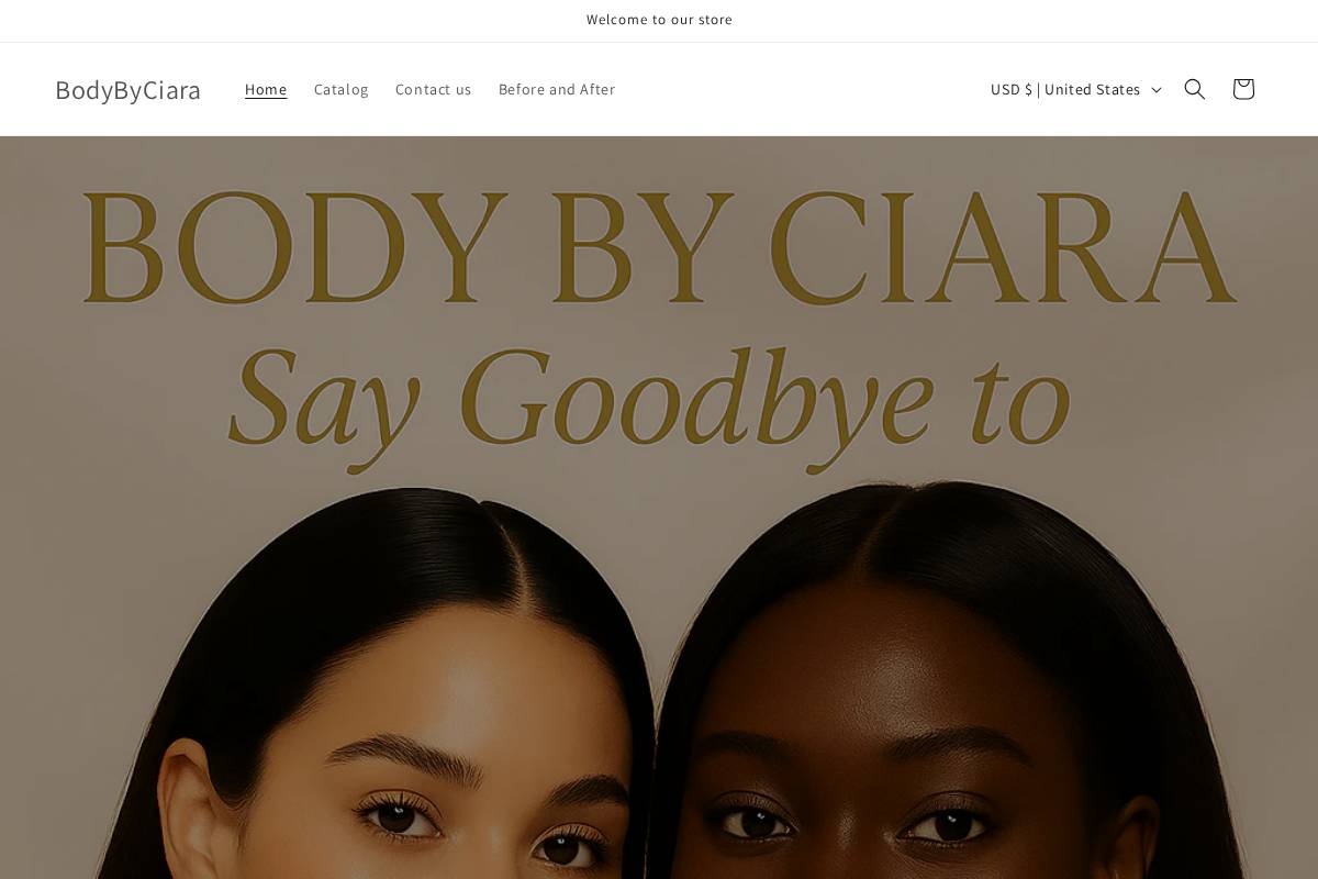 bodybyciara.me homepage screenshot