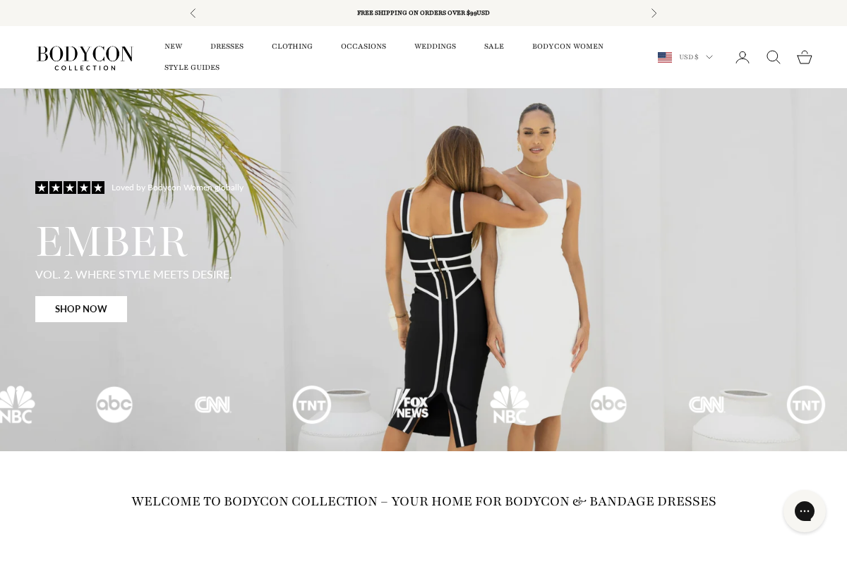 Bodycon Collection homepage screenshot