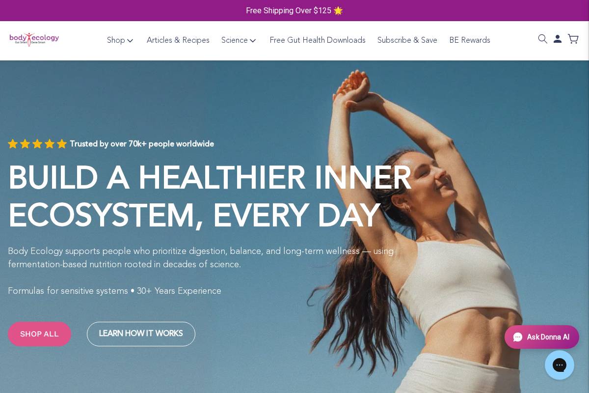 Donna Gates, The Body Ecology Diet homepage screenshot