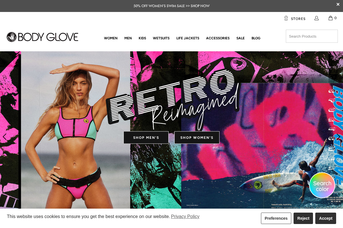 Body Glove International homepage screenshot