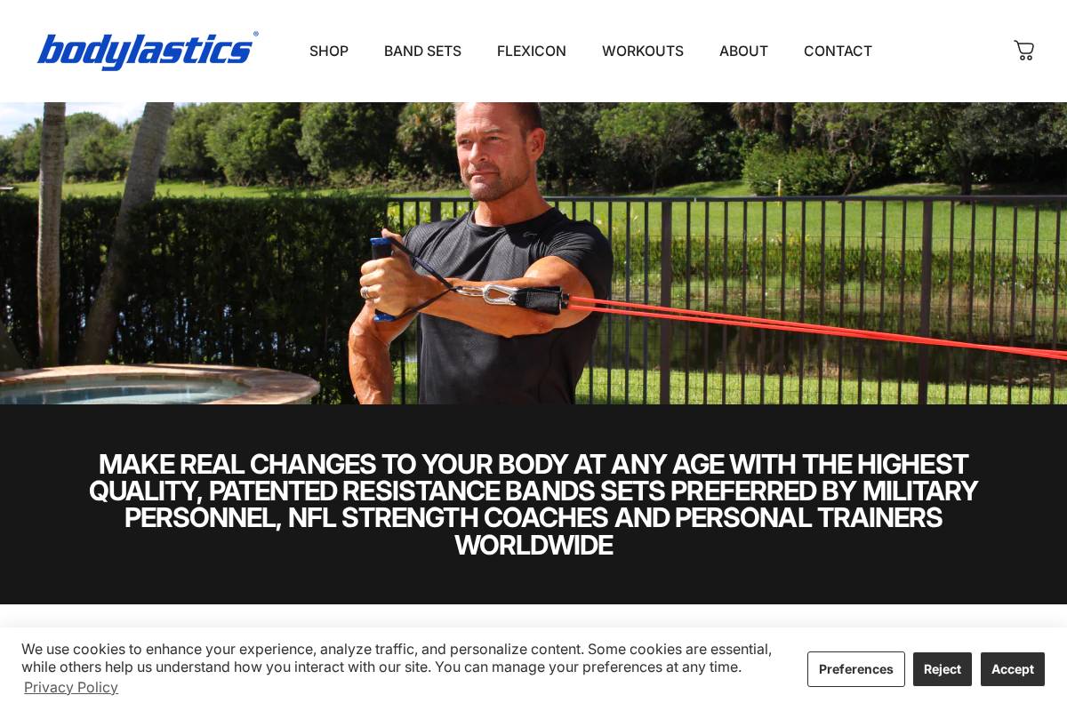 Bodylastics homepage screenshot