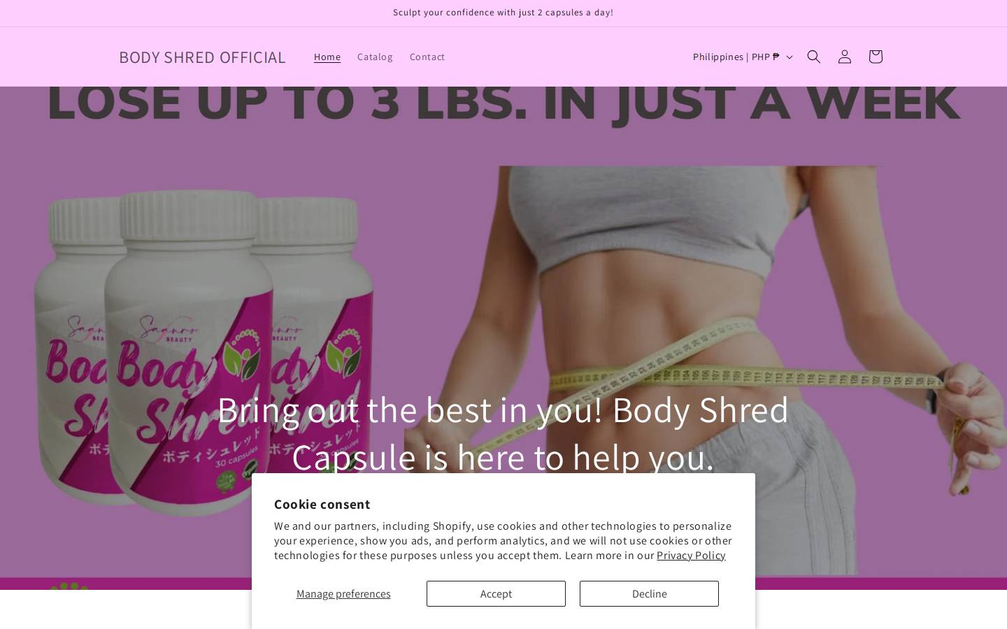 bodyshredofficial.com homepage screenshot