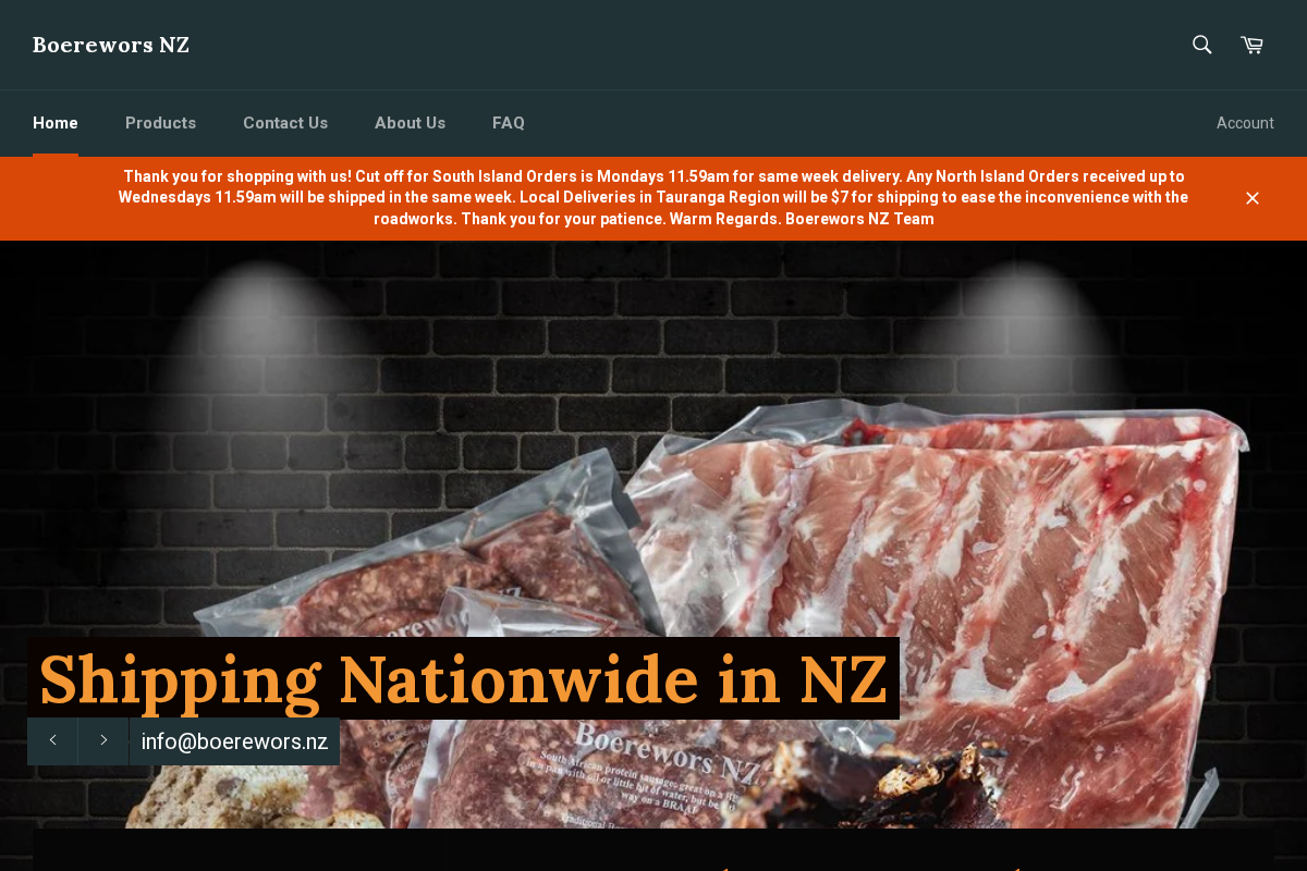 Boerewors NZ homepage screenshot