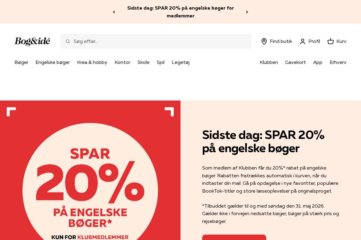 Bog & idé homepage screenshot