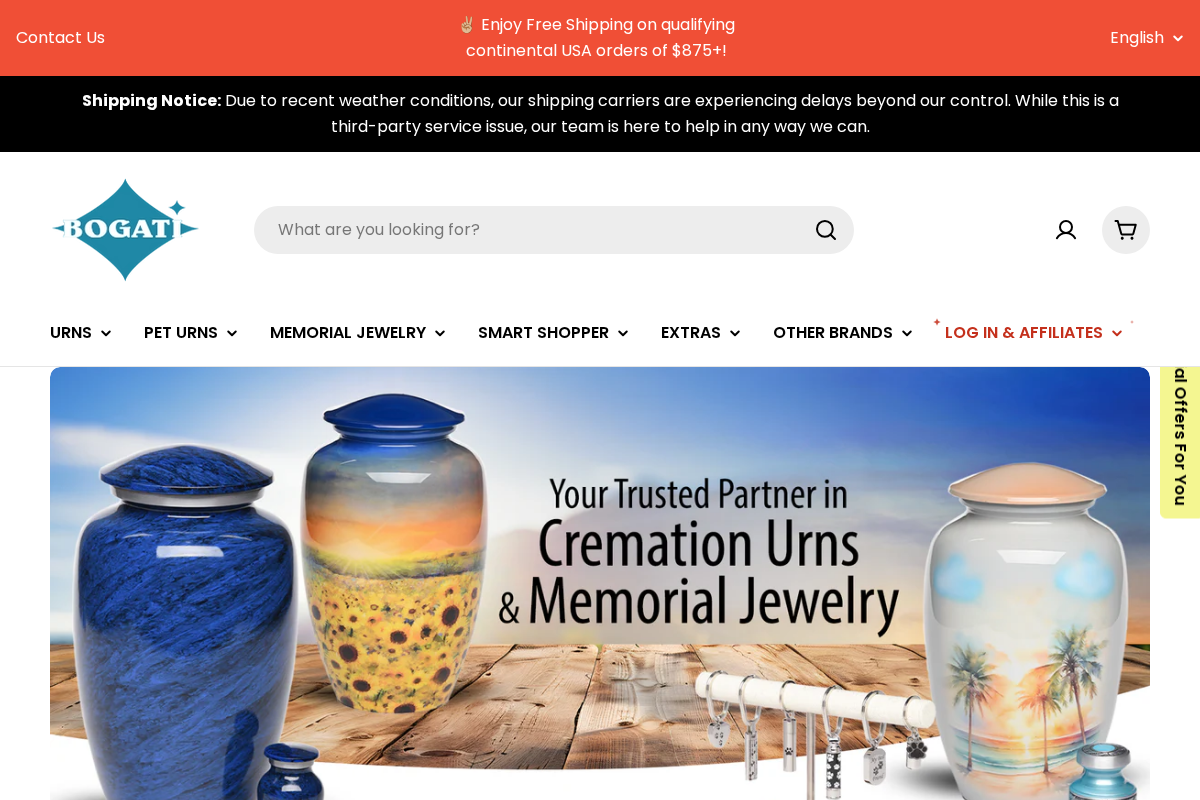 Bogati Urn Company homepage screenshot