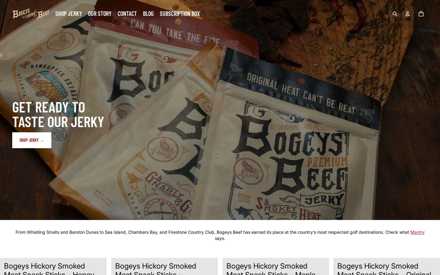 bogeysbeef.com homepage screenshot