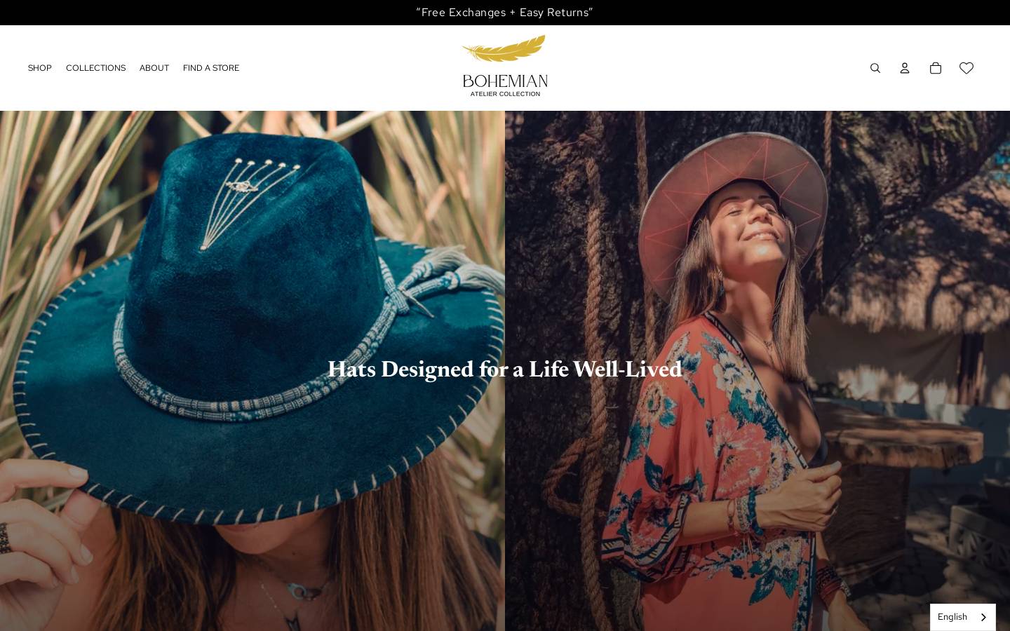 bohemianhat.com homepage screenshot