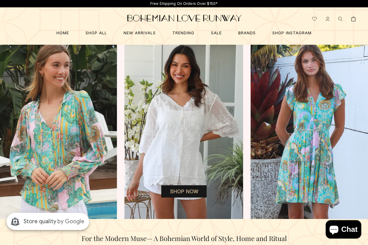 Bohemian Love Runway homepage screenshot