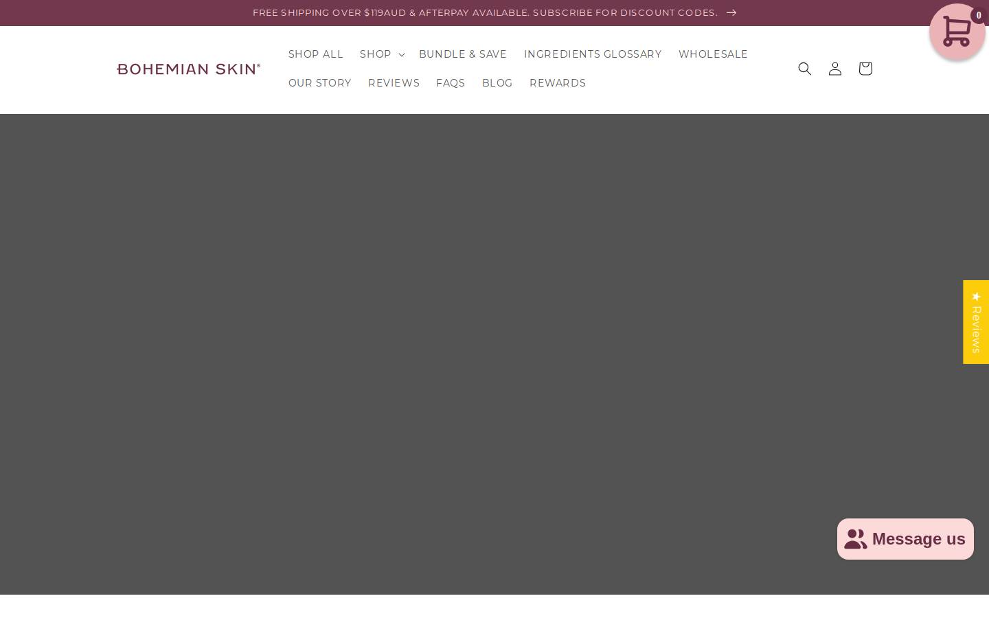 bohemianskin.com homepage screenshot