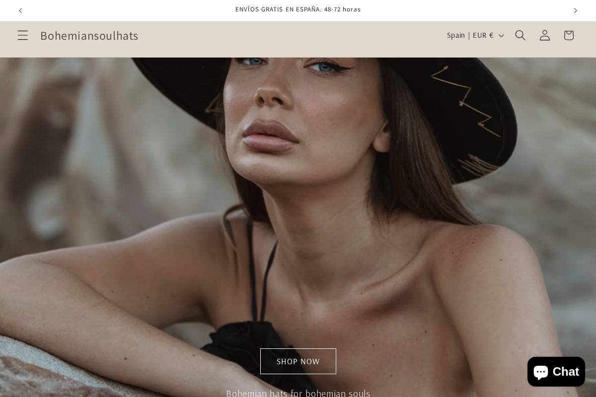 bohemiansoulhats.com homepage screenshot
