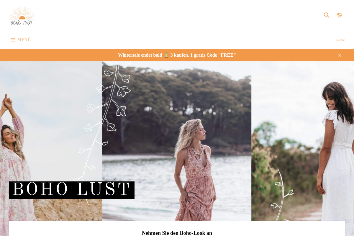 Boho Lust homepage screenshot