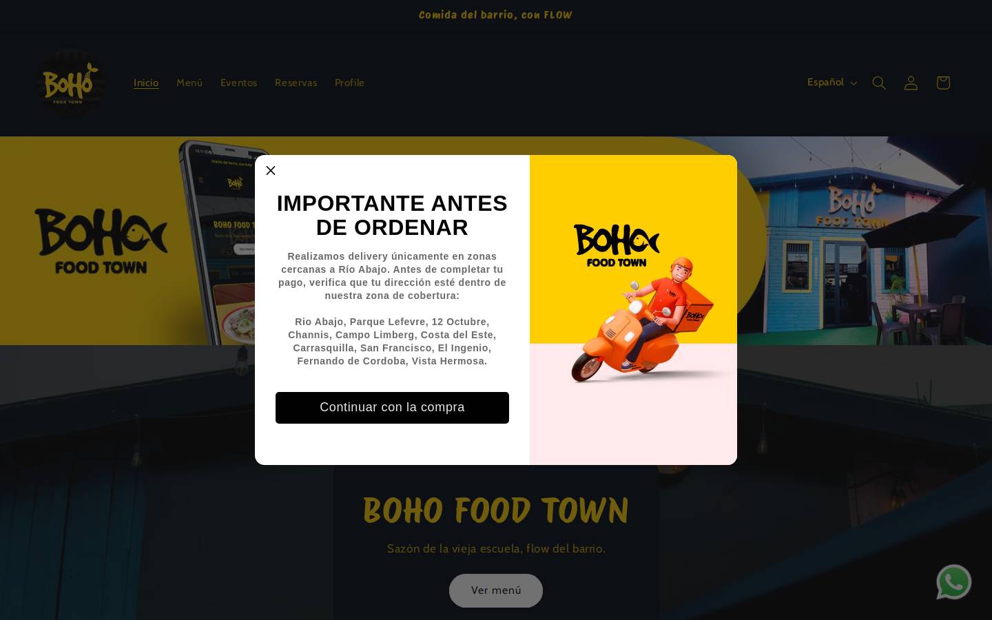 bohofoodtown.com homepage screenshot