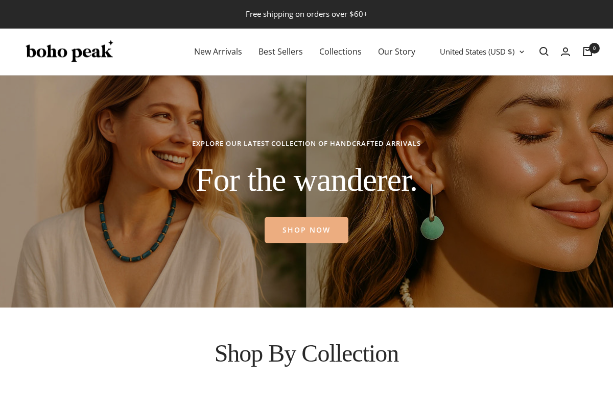 Boho Peak homepage screenshot