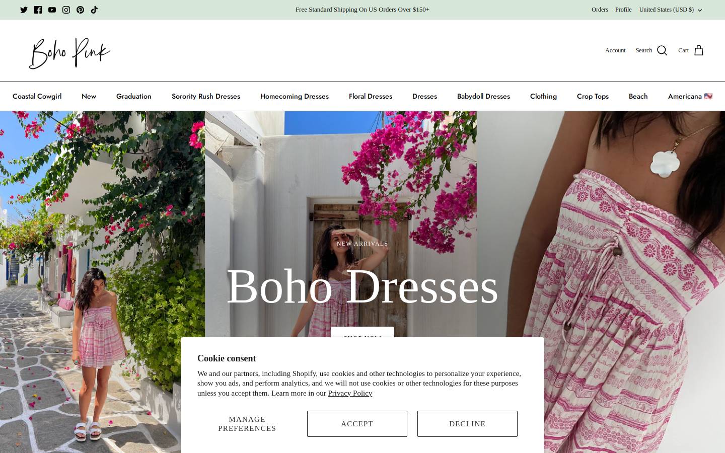 Bohopink homepage screenshot