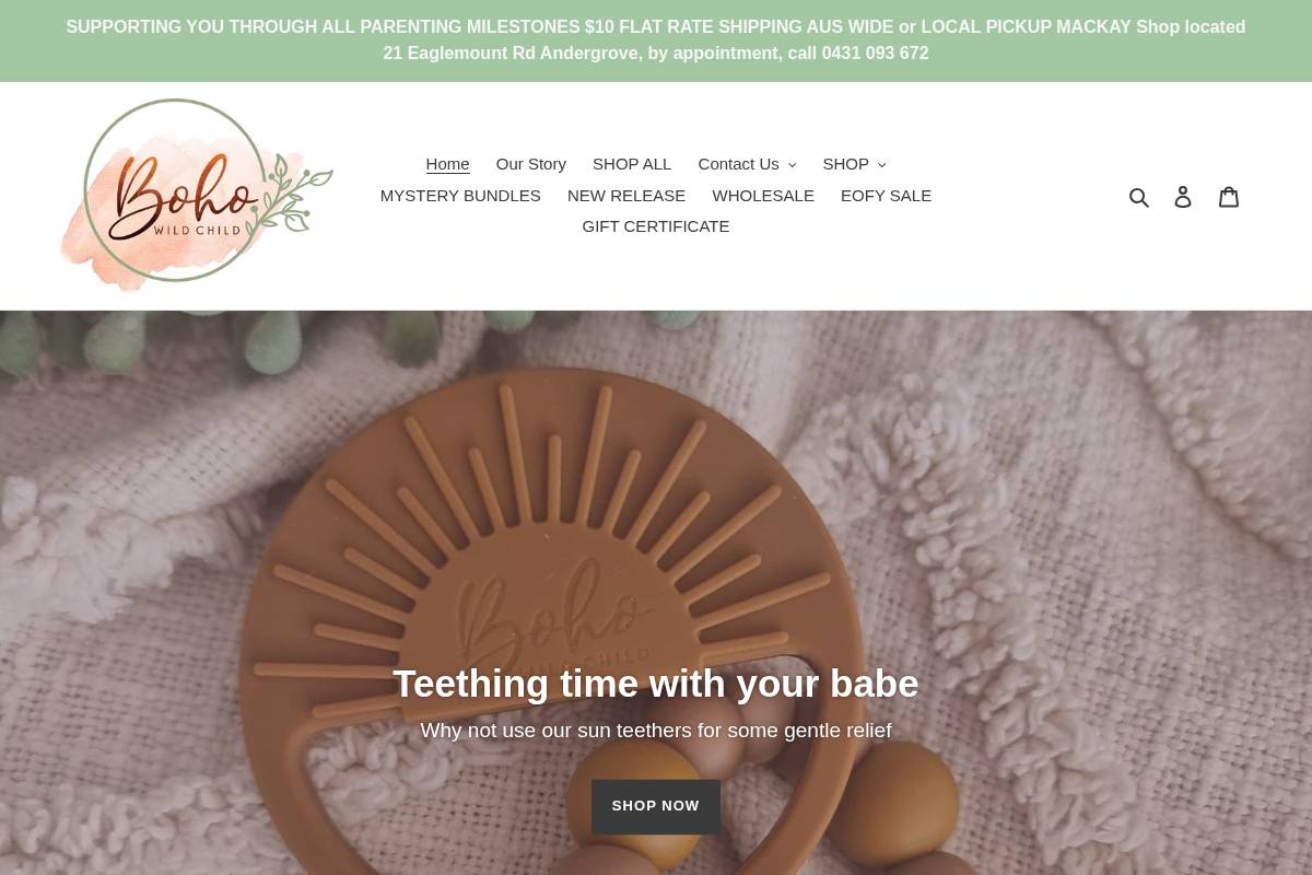 bohowildchild.com homepage screenshot