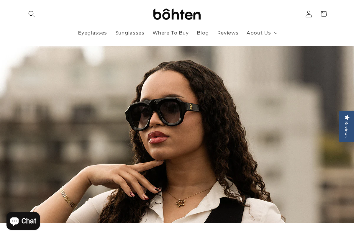 Bôhten Eyewear homepage screenshot