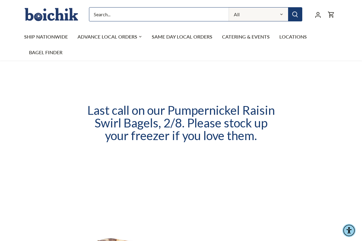 Boichik Bagels homepage screenshot